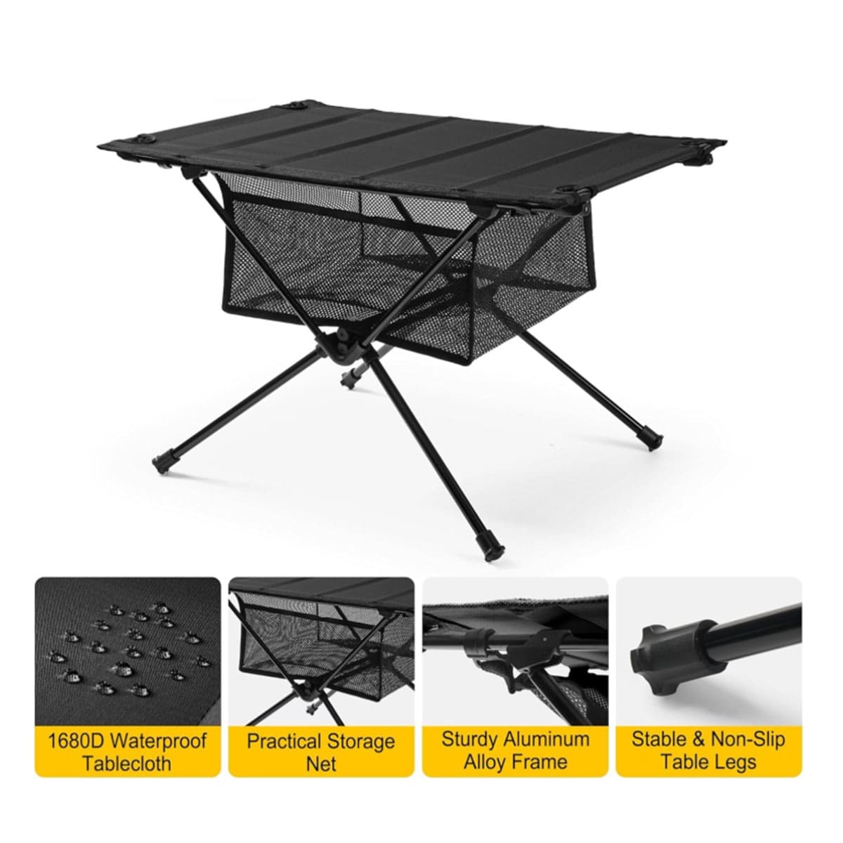 Outdoor folding net bag table for camping
