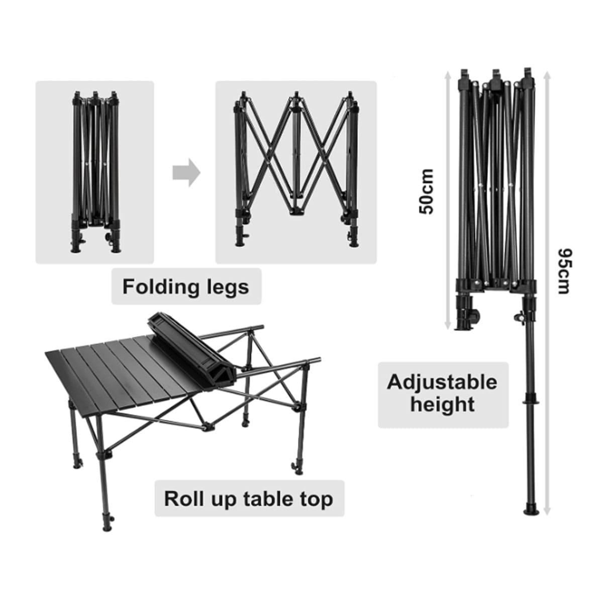 Portable Adjustable Height Folding Table