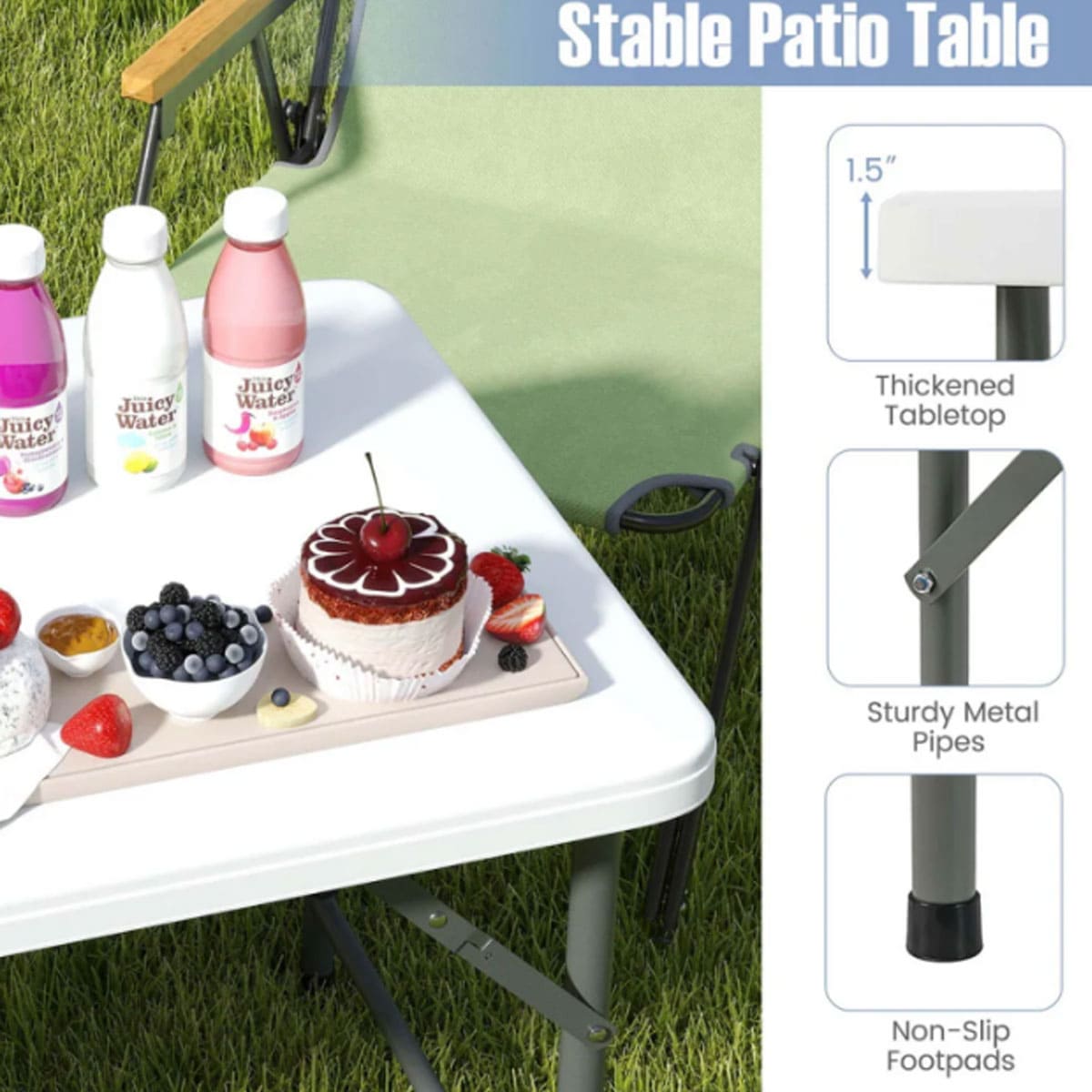 Adjustable folding half table