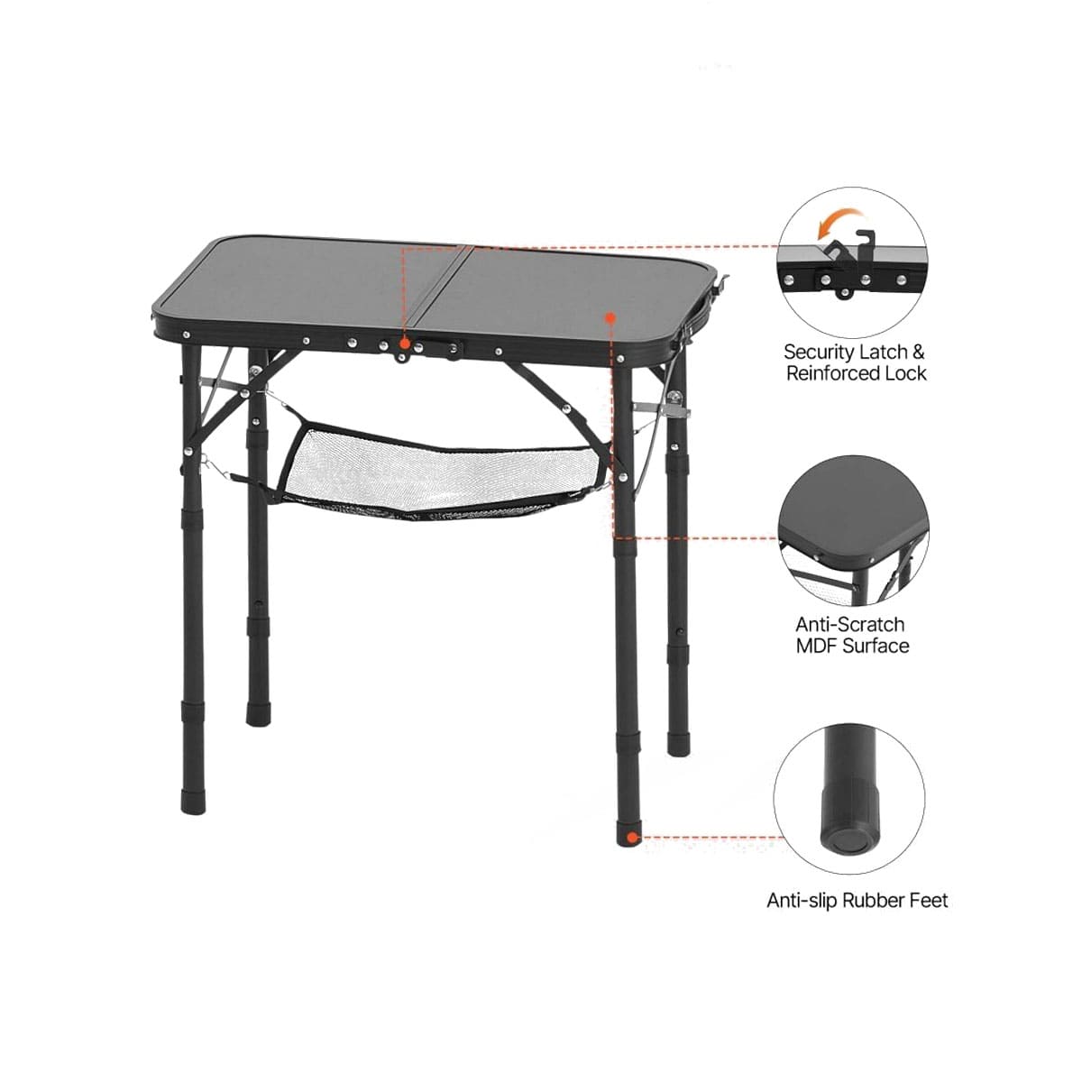Adjustable Height Portable Camping Table
