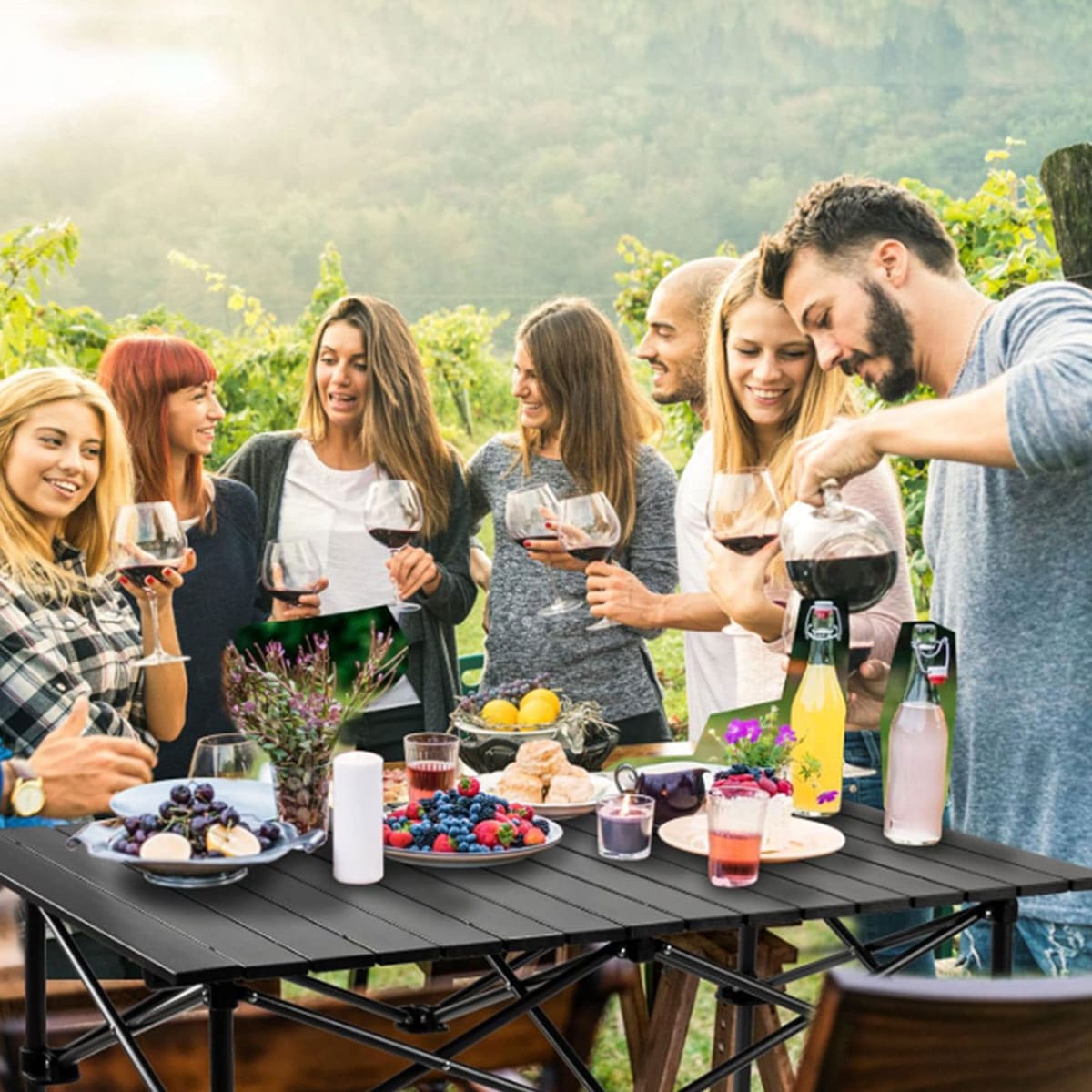 Portable Adjustable Height Folding Table