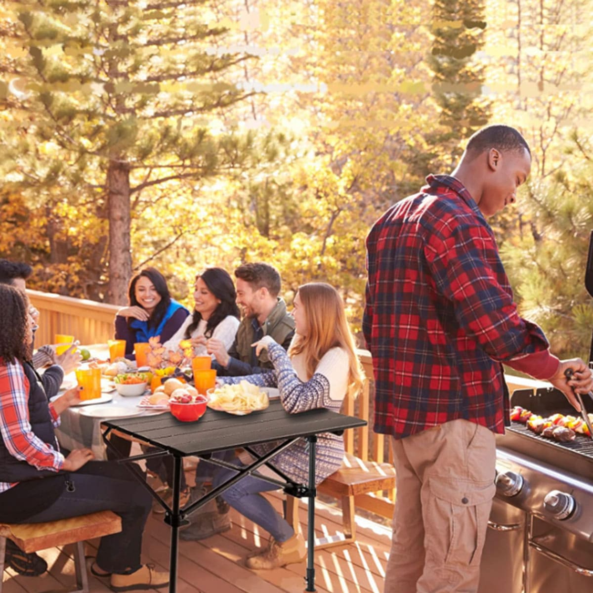 Portable Adjustable Height Folding Table