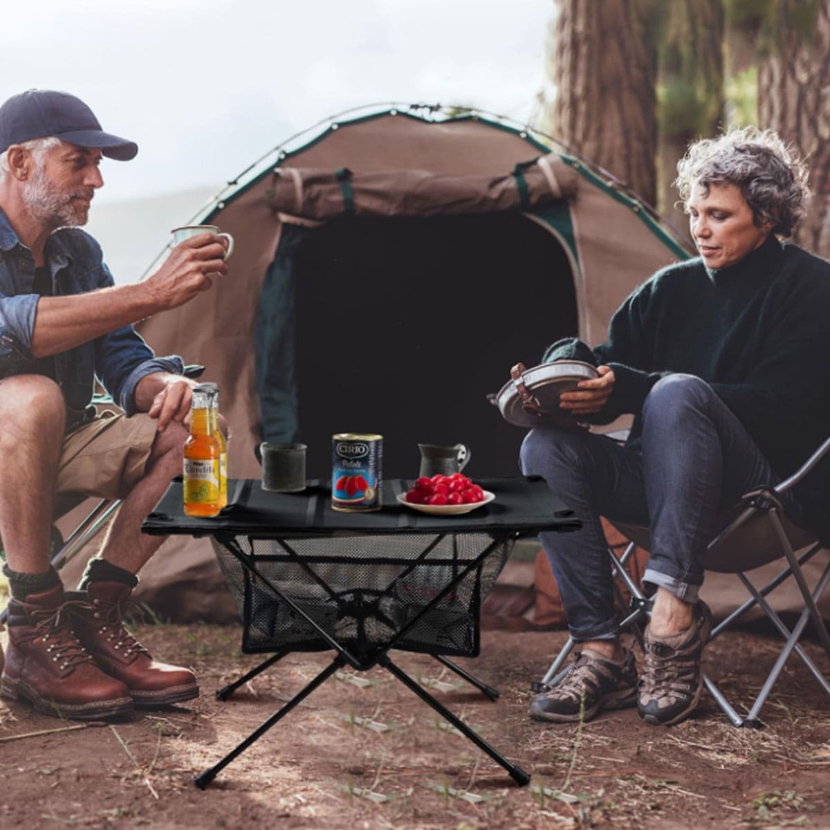 Outdoor folding net bag table for camping