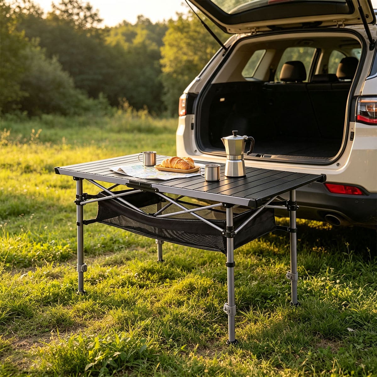 Adjustable aluminum camping table