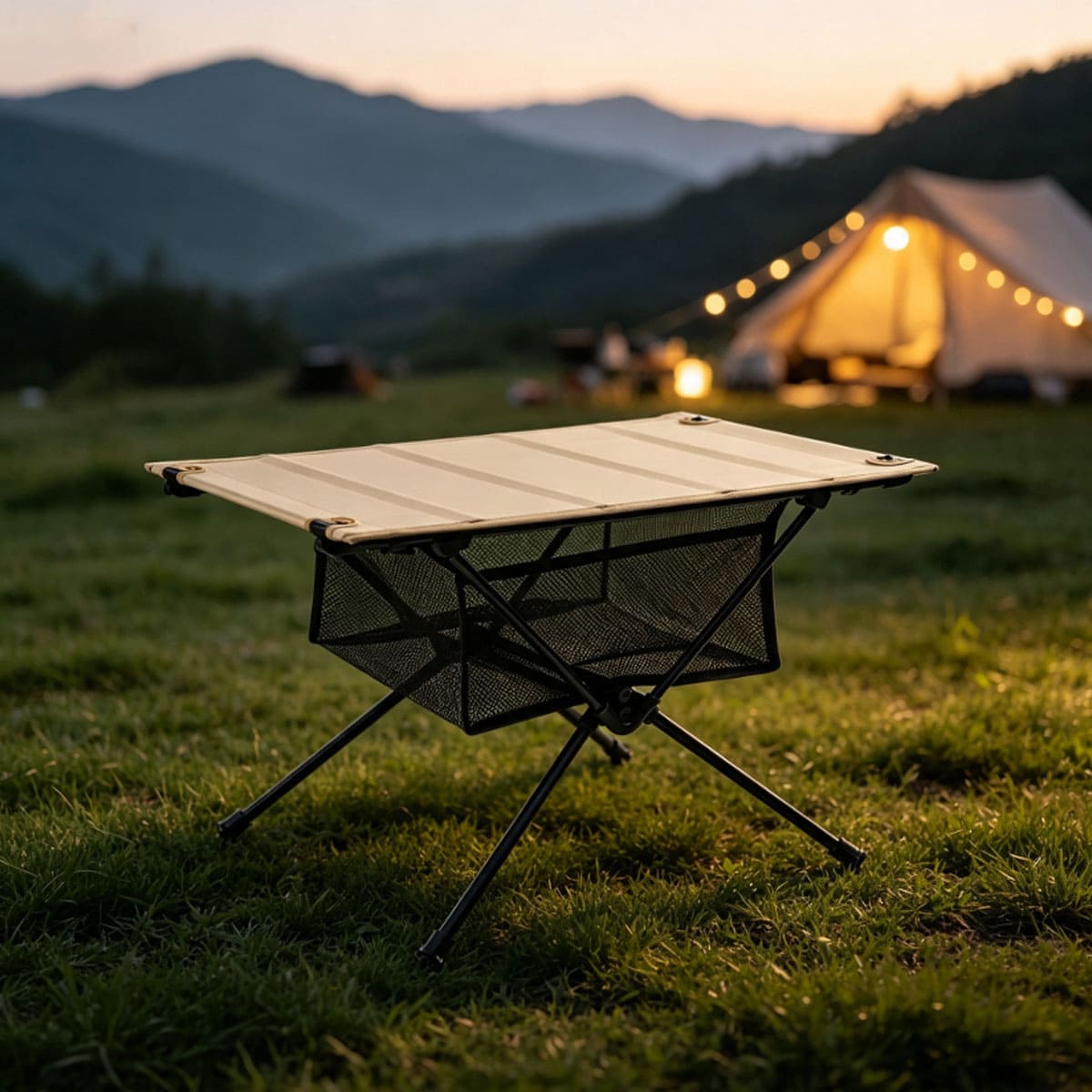 Portable folding table with cloth cover