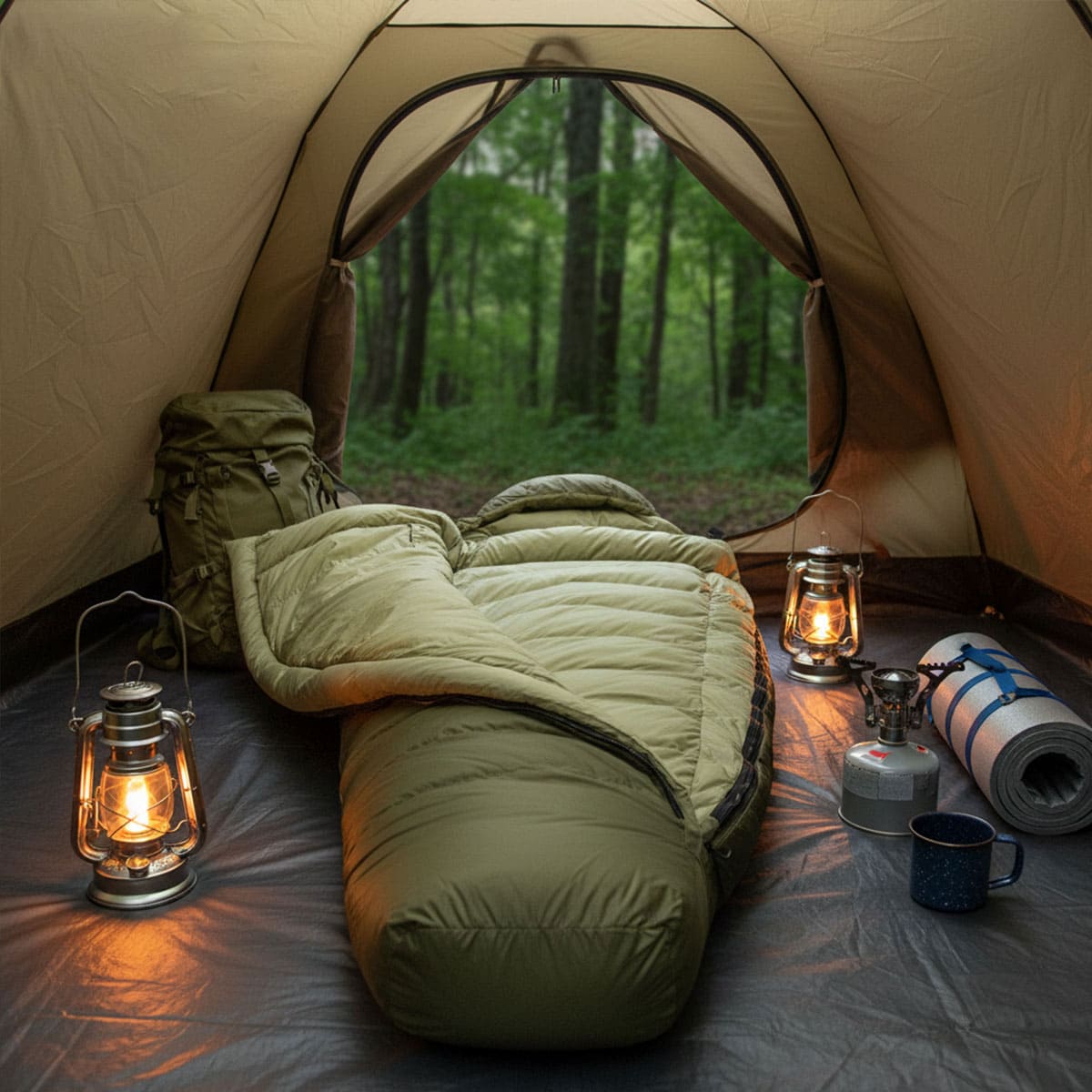 Warm Rectangular Cotton Filled Sleeping Bag