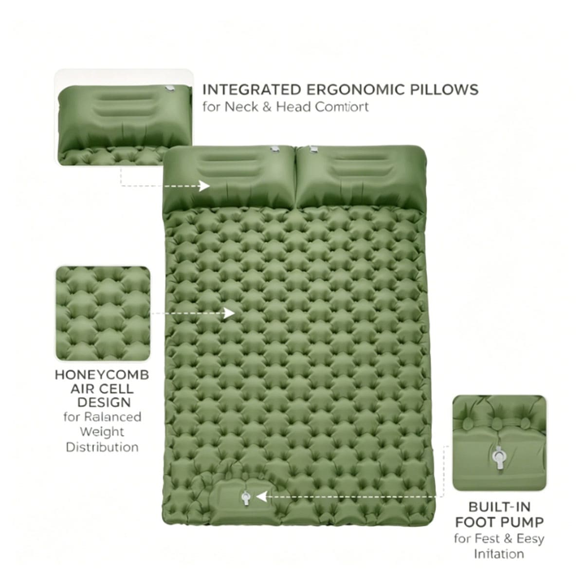 Two-person built-in foot pump sleeping pad