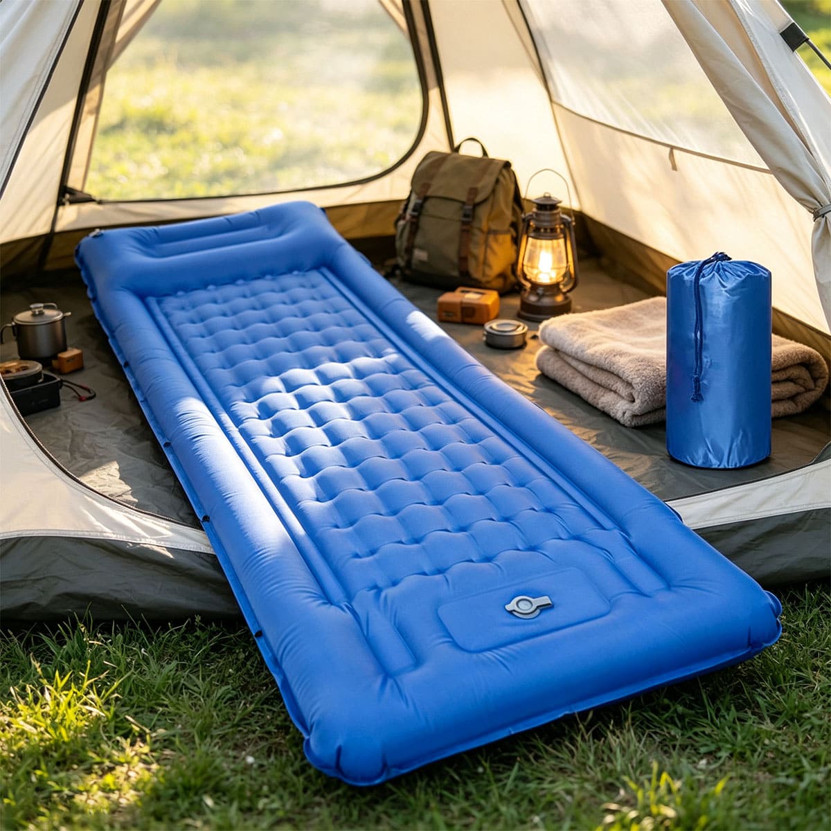 Inflatable Sleeping Mat with Pillow Built-in Pump