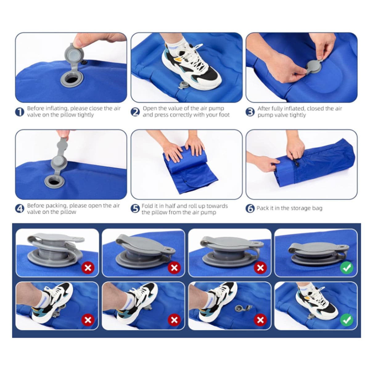 Inflatable Camping Sleeping Pad with Pillow