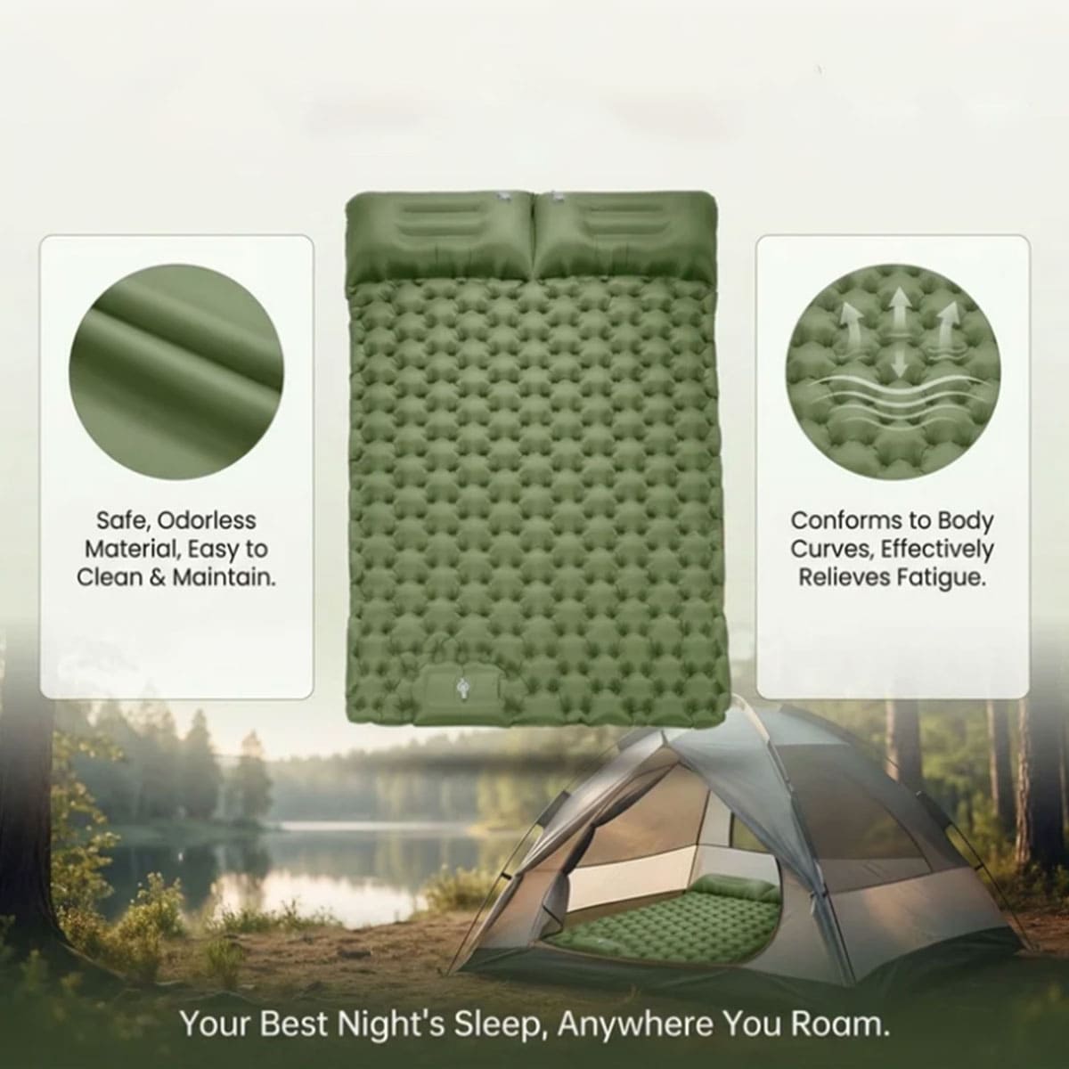 Two-person built-in foot pump sleeping pad