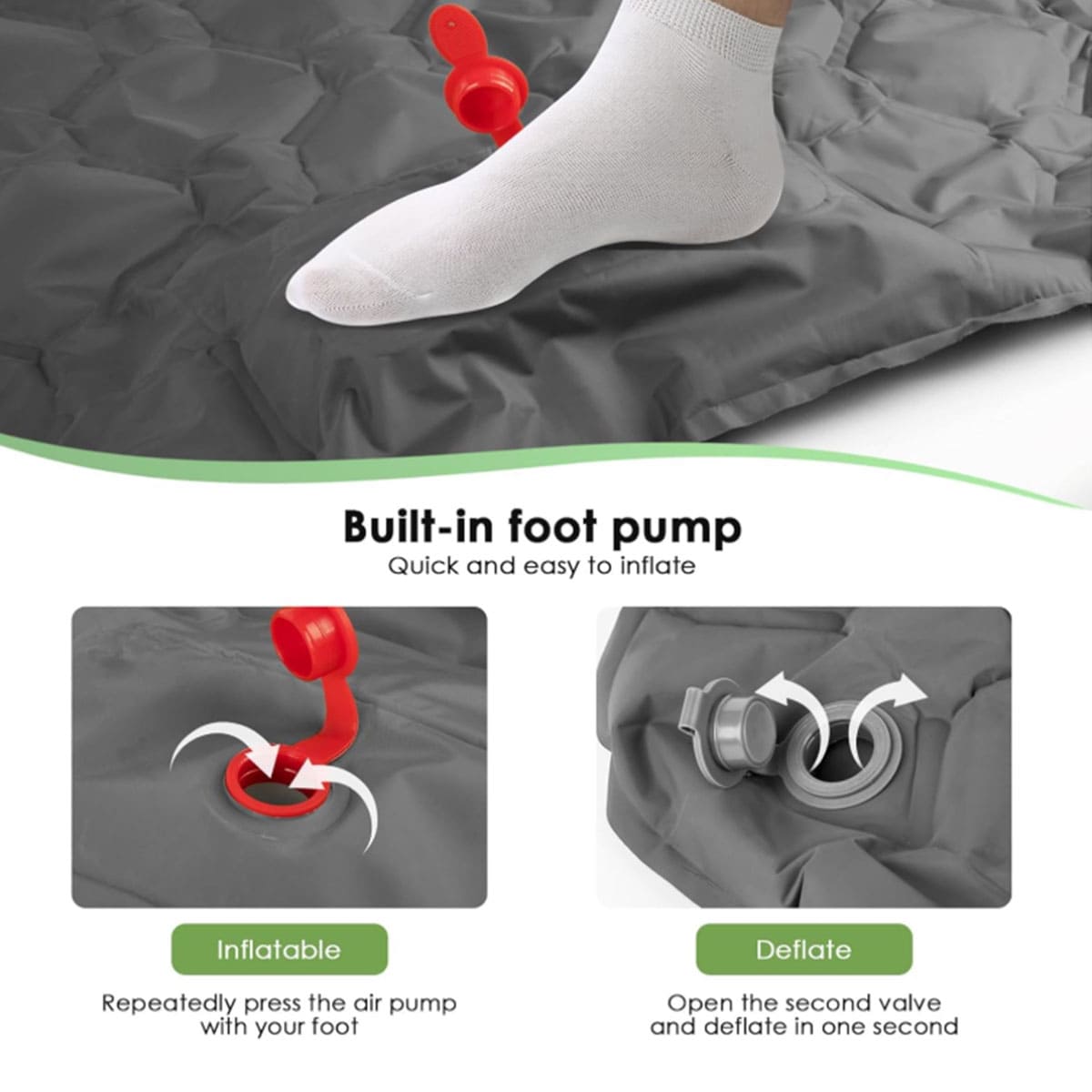 Ultralight Inflatable Camping Mat with Pillow