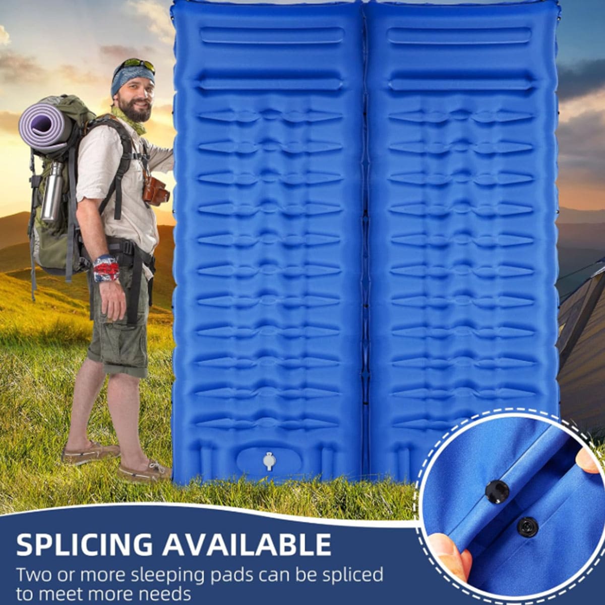 Inflatable Camping Sleeping Pad with Pillow