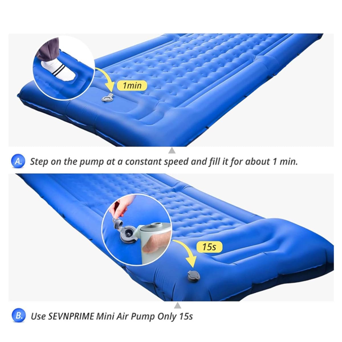 Inflatable Sleeping Mat with Pillow Built-in Pump
