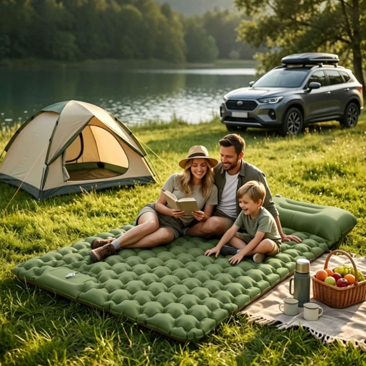 Two-person built-in foot pump sleeping pad