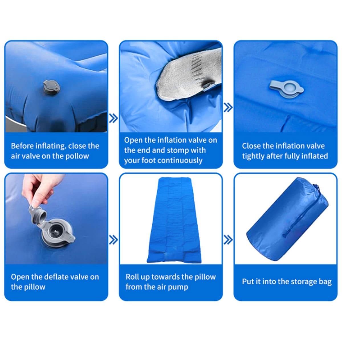 Inflatable Sleeping Mat with Pillow Built-in Pump