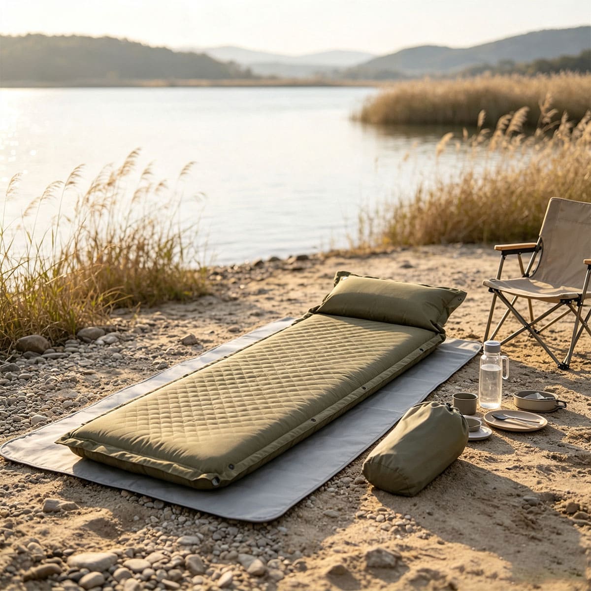 Self-expanding camping mat
