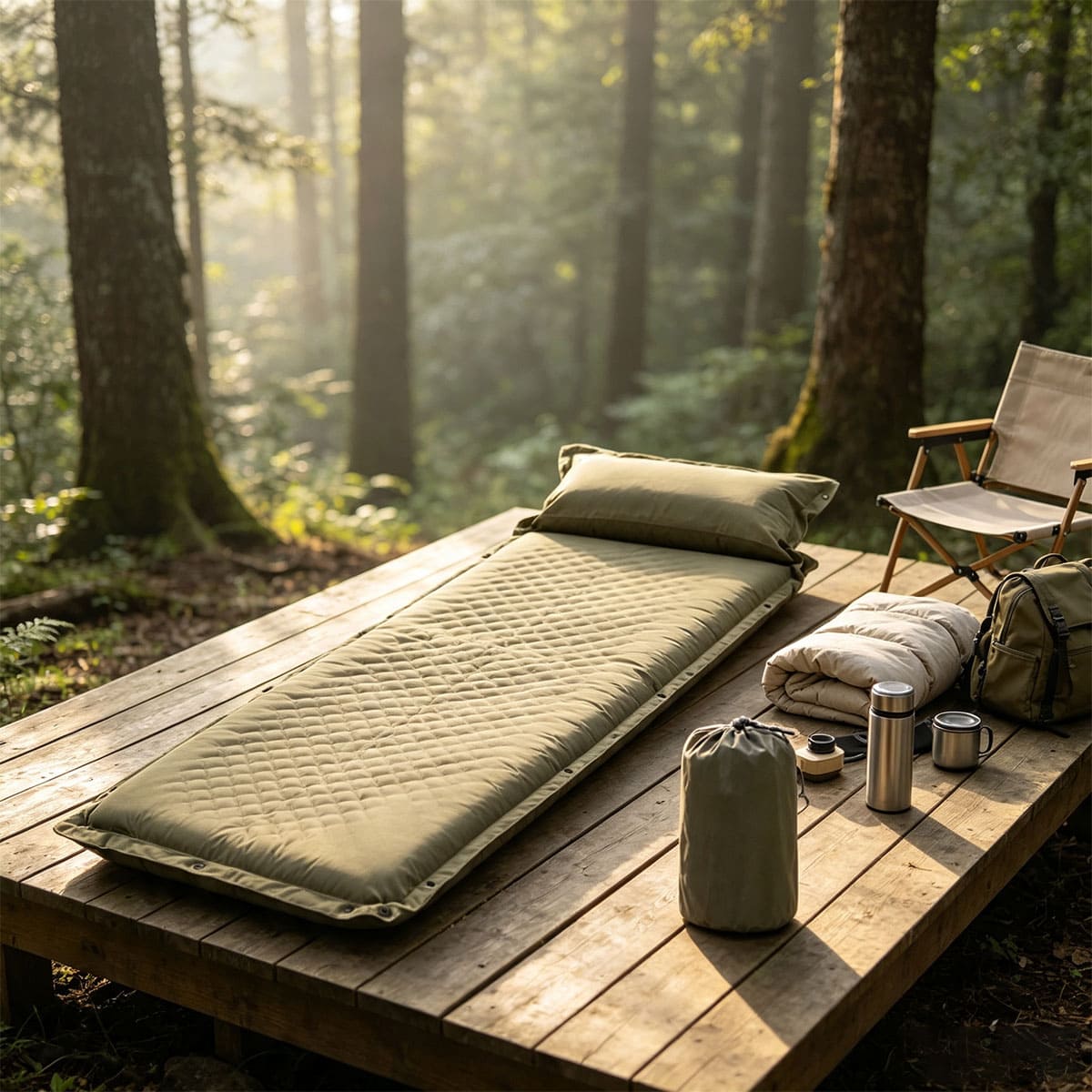 Self-expanding camping mat