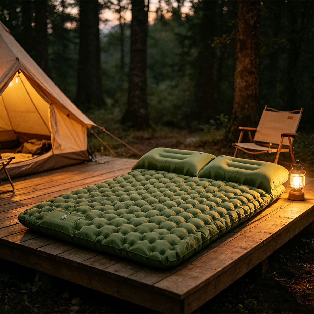 Two-person built-in foot pump sleeping pad