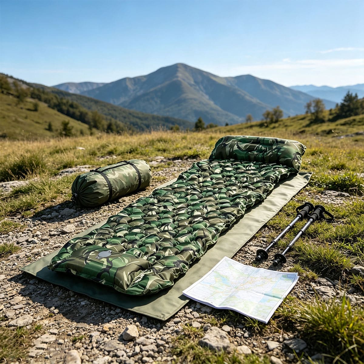 Single camouflage sleeping mat