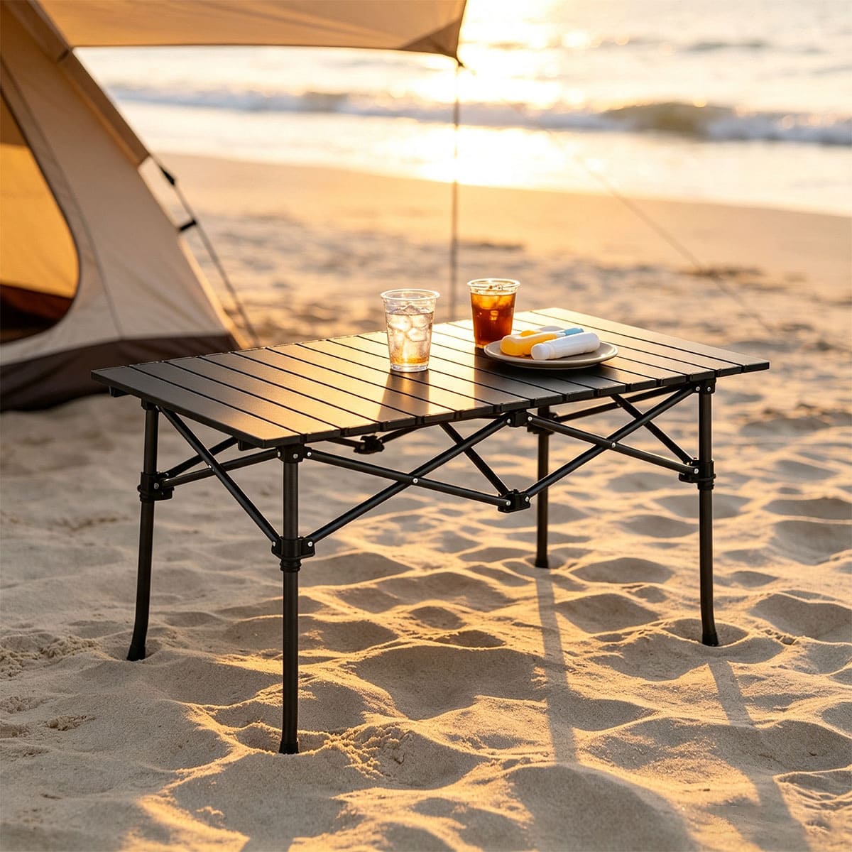 Aluminum alloy rollable folding table