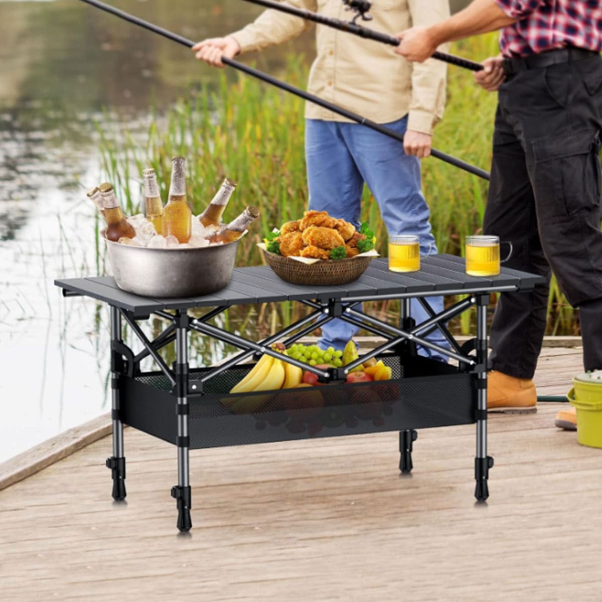 Aluminum alloy rollable folding table