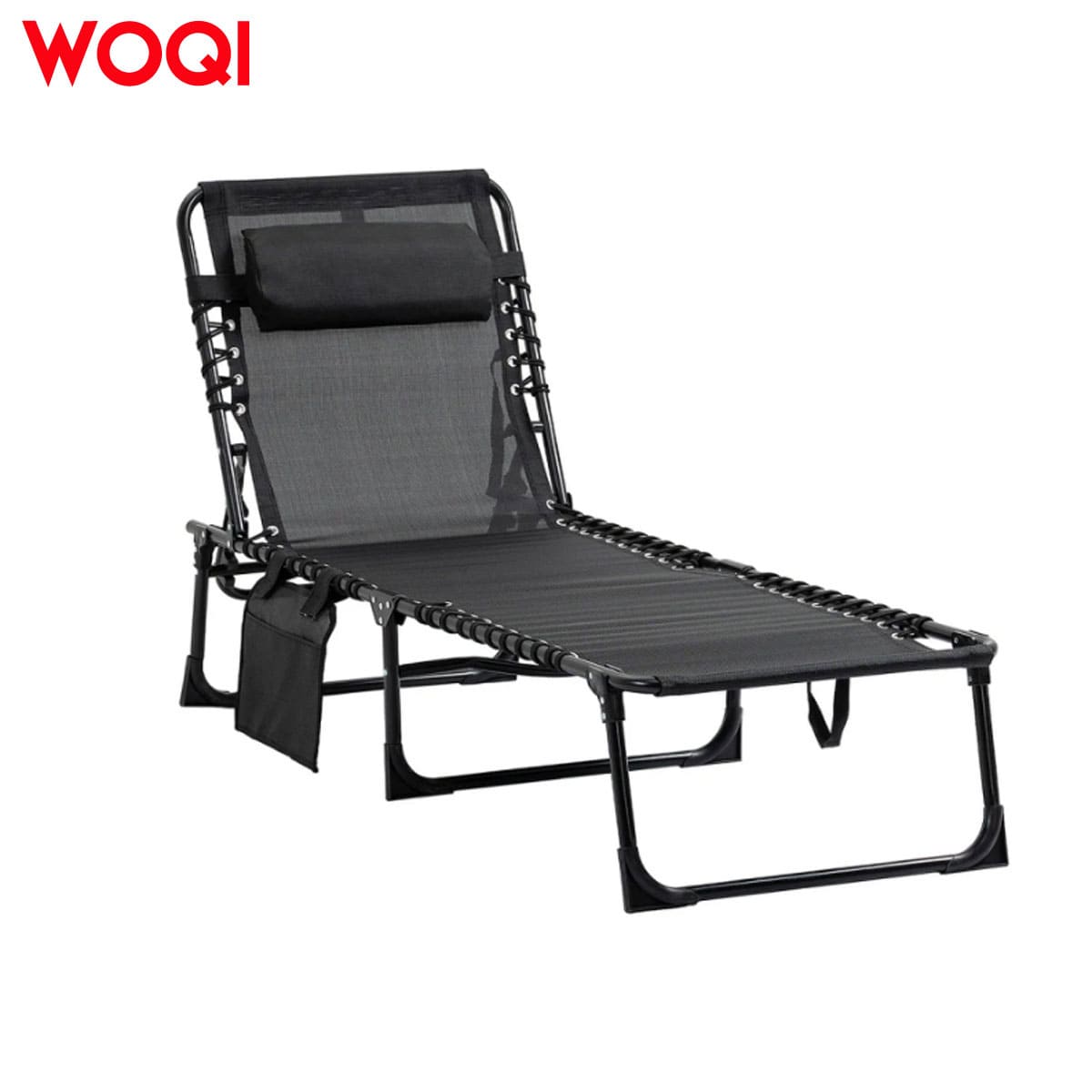 Folding Camping Cot with Adjustable Backrest and Removable Pillow