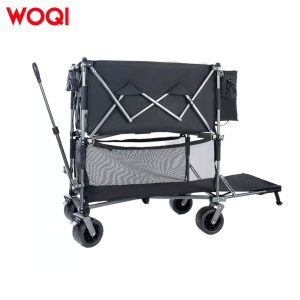 Heavy Duty Double-Layer Wagon Steel Garden Cart with Brakes