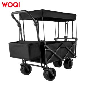 Folding Beach Wagon with Big Wheels and Adjustable Handles