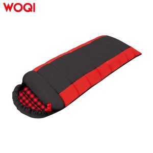 Plaid hooded envelope sleeping bag